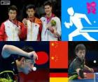 Πόντιουμ επιτραπέζιας αντισφαίρισης ανδρών πρόσωπο, Zhang Jike, Wang Hao (Κίνα) και Dimitrij Ovtcharov (Γερμανία) - London 2012-